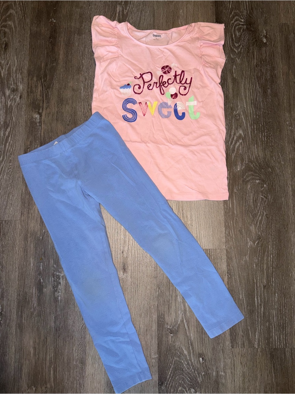 Gymboree Pink Top with Light Blue Leggings Pajama Set